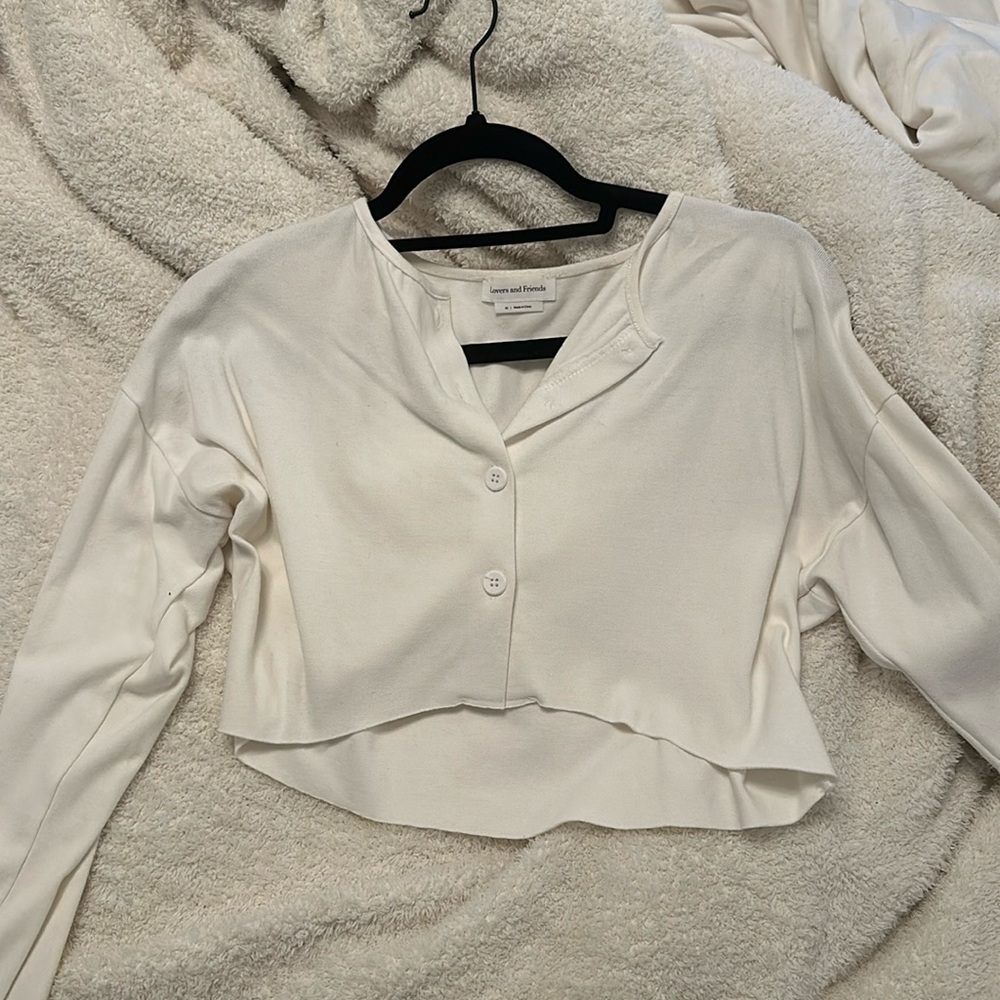 Lovers and friends white cropped button up